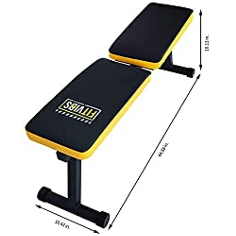 BalanceFrom Fitvids Steel Frame Fully Foldable Flat Incline Weight Training Exercise Bench, 600-Pound Capacity