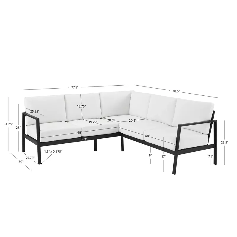 Albin Aluminum Outdoor Sectional White