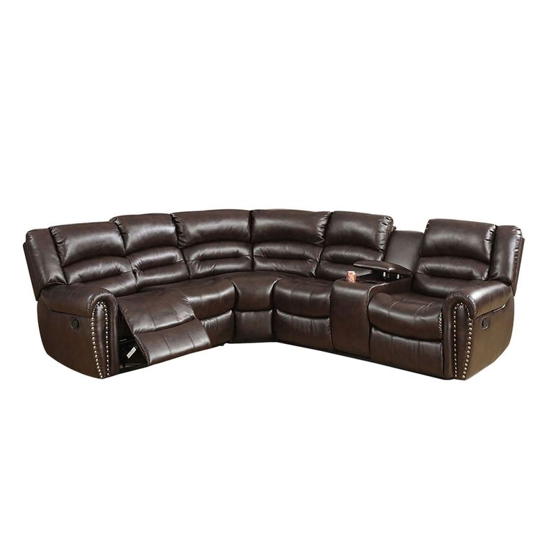 Bonded Leather Motion Sectional - Brown