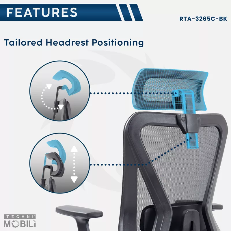 Truly Ergonomic Mesh Office Chair with Headrest & Lumbar Support, Black