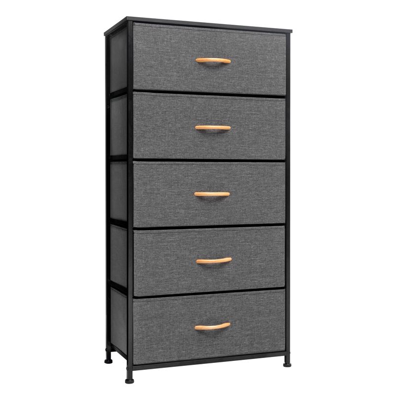 5 Drawers Vertical Dresser Storage Tower Organizer Unit for Bedroom - Black&Gray - 5-drawer