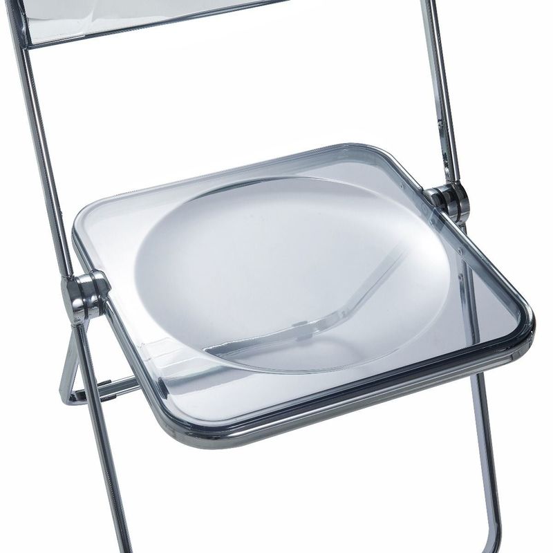 LeisureMod Lawrence Acrylic Folding Chair With Metal Frame - 30" - Transparent Black