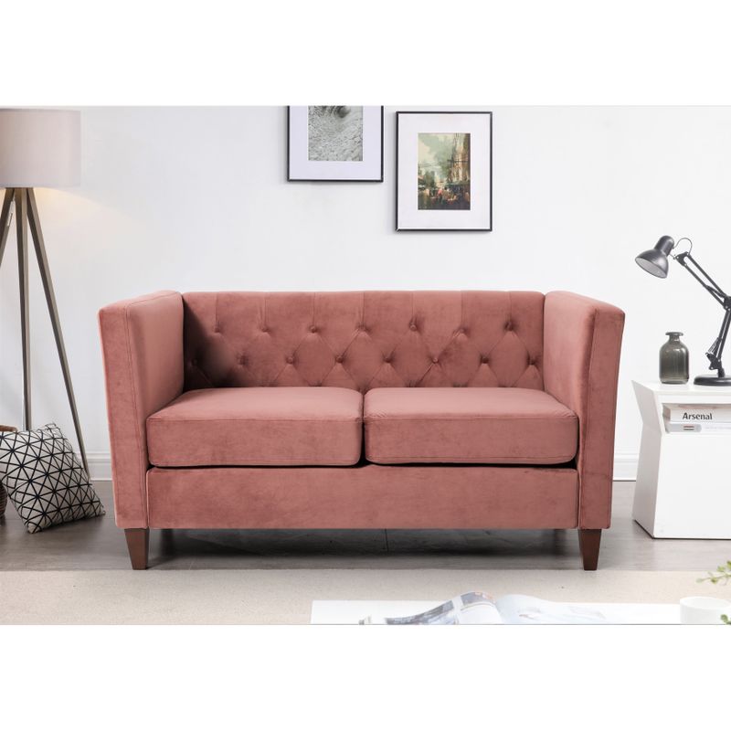 Lisette Velvet 2PCs Living Room Set Sofa & Loveseat - Rose