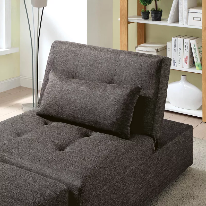 Contemporary Fabric Futon Chair in Dark Gray