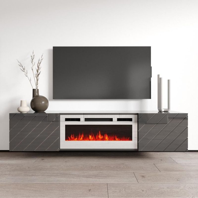 Luxe WH-EF Wall Mounted Electric Fireplace Modern 72" TV Stand - White
