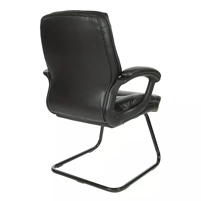 Office Star Products - Executive Faux Leather High Back Chair with Contrast Stitching - Black