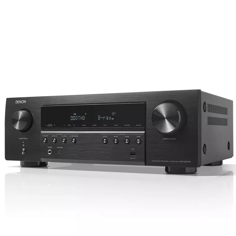 Denon - AVR-S770H (75W X 7) 7.2-Ch. with HEOS and Dolby Atmos 8K Ultra HD HDR Compatible AV Home Theater Receiver with Alexa - Black