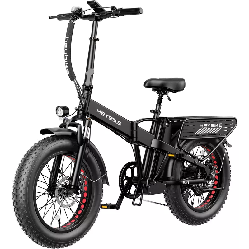 Heybike - Mars 2.0 Foldable E-bike w/ 45mi Max Operating Range & 28 mph Max Speed - Black