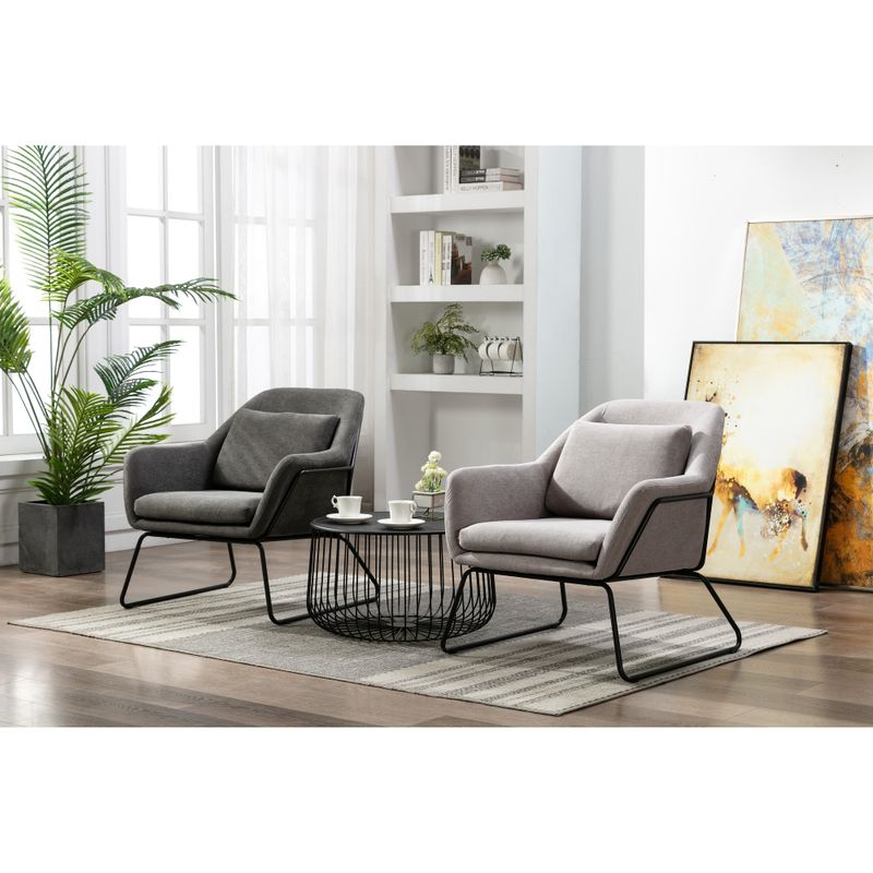 Porthos Home Kylen Accent Chair, Polyester Upholstery, Metal Legs - Grey
