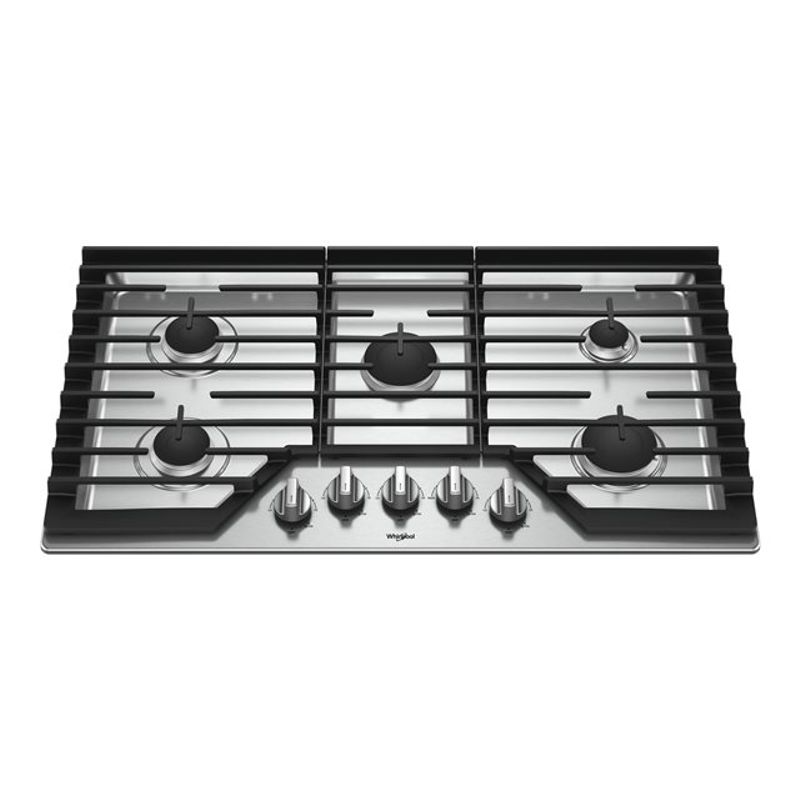 Whirlpool 36" Stainless Steel Gas Cooktop&#xa0;with Ez-2 Hinged Cast-iron Grates