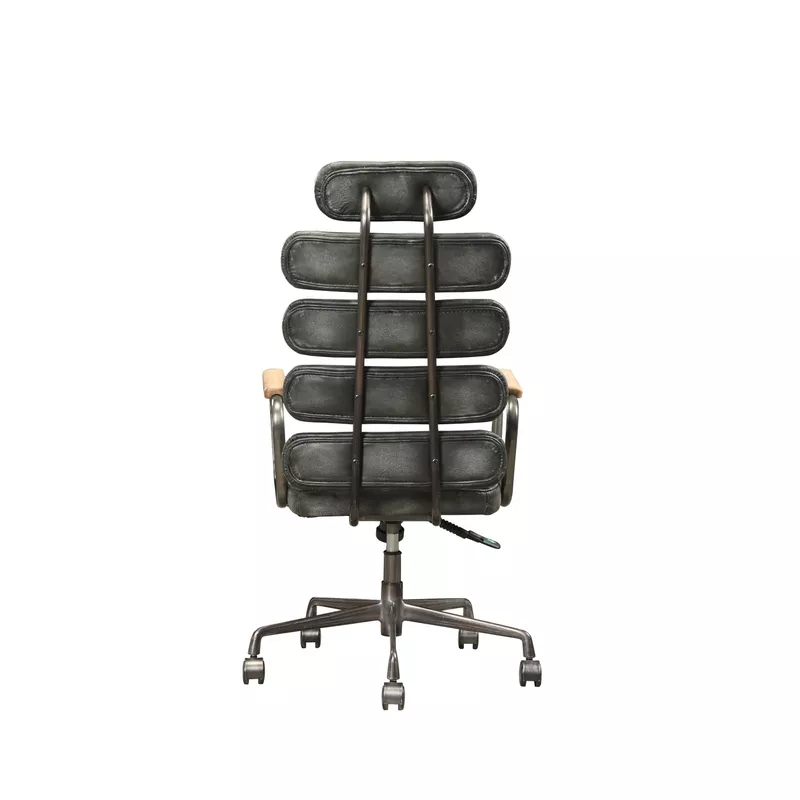 ACME Calan Office Chair, Vintage Black Top Grain Leather
