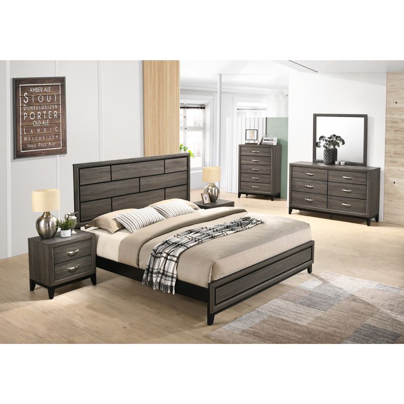 Stout Panel Bedroom Set with Bed, Dresser, Mirror, 2 Night Stands, Chest - King