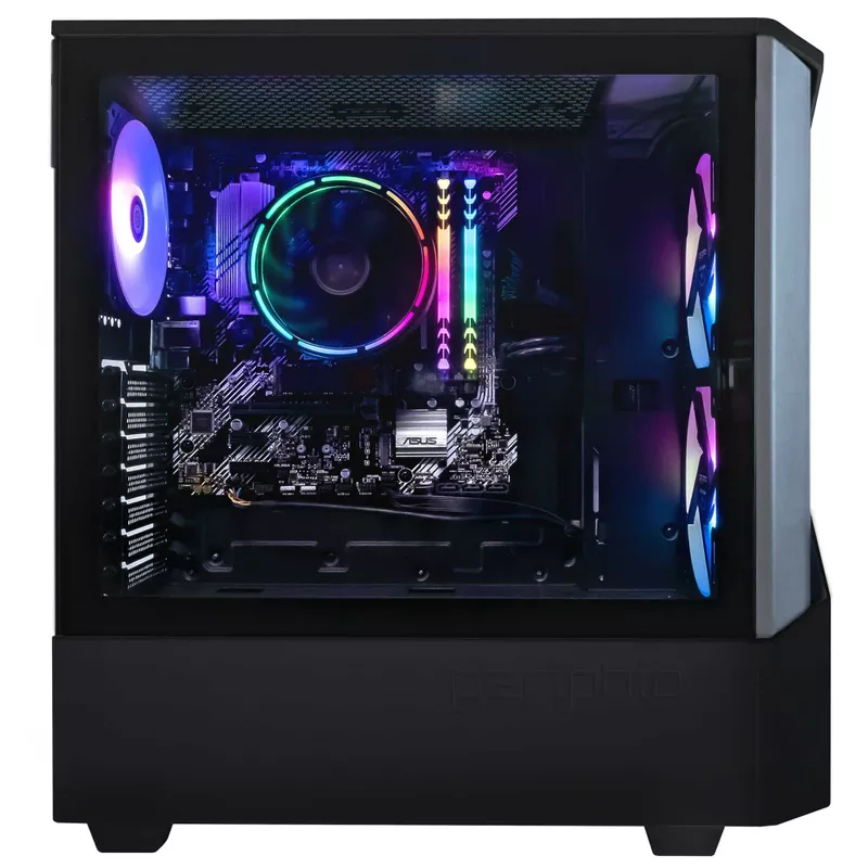 Periphio Reaper Gaming PC Computer ,  AMD Ryzen 5 5600G ,  Radeon Vega 7 Graphics ,  1TB Solid State (SSD) ,  16GB DDR4 RAM ,  Windows 11 ,  RGB Battlestation Gaming Bundle