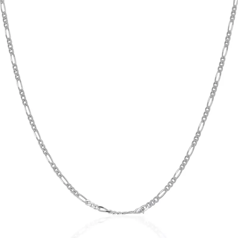 14k White Gold Solid Figaro Chain 1.9mm (20 Inch)