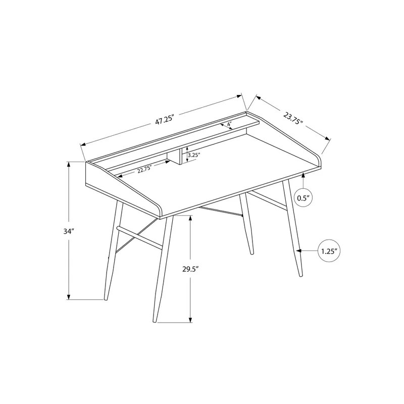 Computer Desk/ Home Office/ Laptop/ Storage Shelves/ 48"L/ Work/ Metal/ Laminate/ White/ Contemporary/ Modern