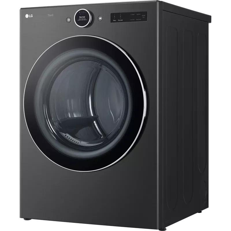 LG - 7.4 Cu. Ft. Stackable Smart Gas Dryer with TurboSteam - Black Steel