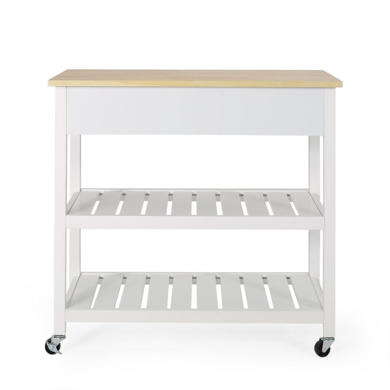 Neffs Indoor  Kitchen Cart with Wheels by Christopher Knight Home - Black + Natural