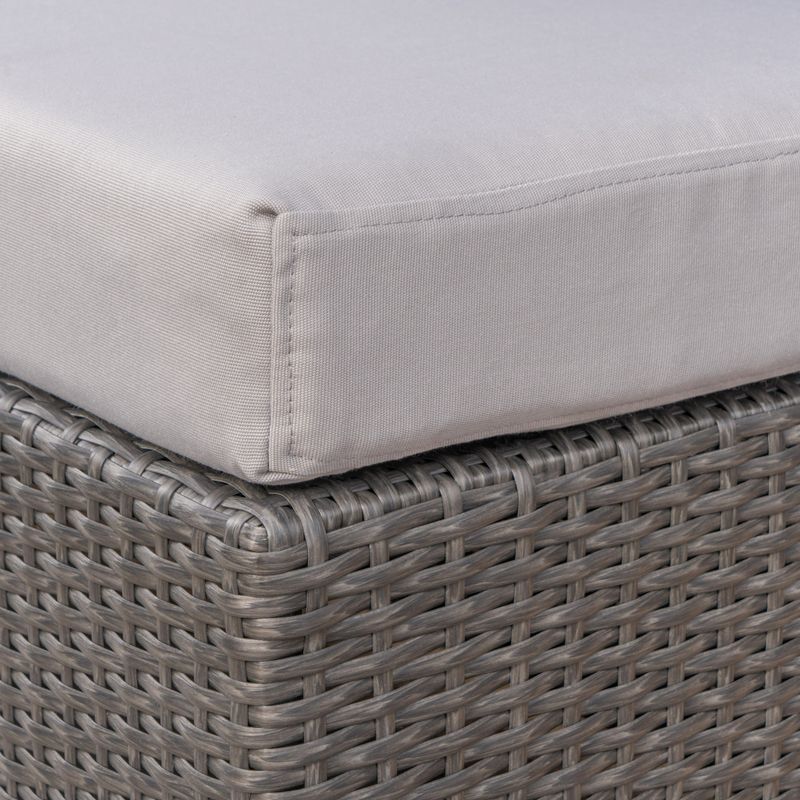Santa Rosa Outdoor Wicker Bench with Cushion by Christopher Knight Home - Grey + Silver
