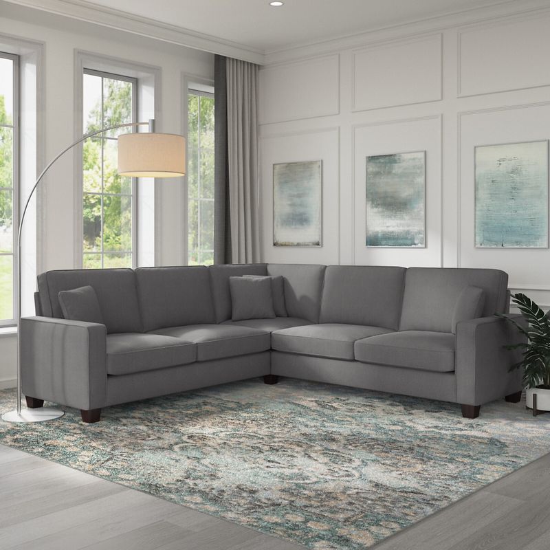 Stockton 98W L Shaped Sectional Couch by Bush Furniture - Charcoal Gray