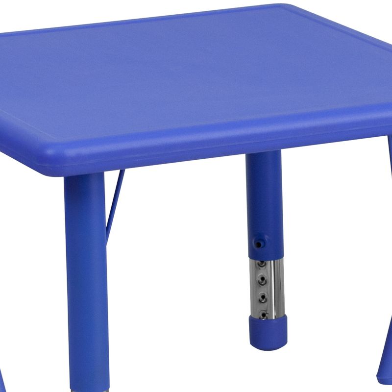 24" Square Plastic Height Adjustable Activity Table Set with 2 Chairs - Blue - 4 chairs