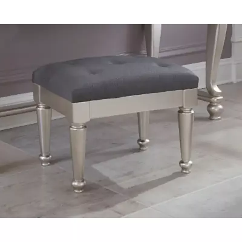 Silver Coralayne Upholstered Stool (1/CN)