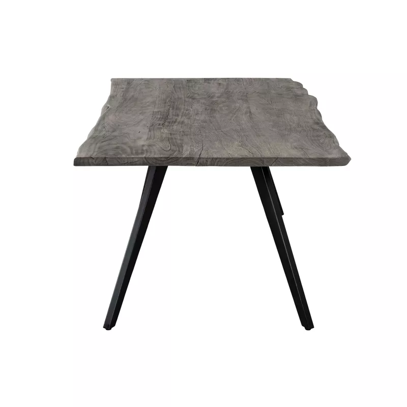 Wexford 70 in. Grey Acacia Solid Wood Rectangle Dining Table w/ Black Angled Legs Seats 6