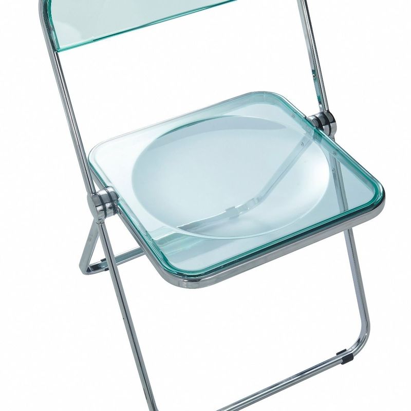 LeisureMod Lawrence Acrylic Folding Chair With Metal Frame - 30" - Transparent Black