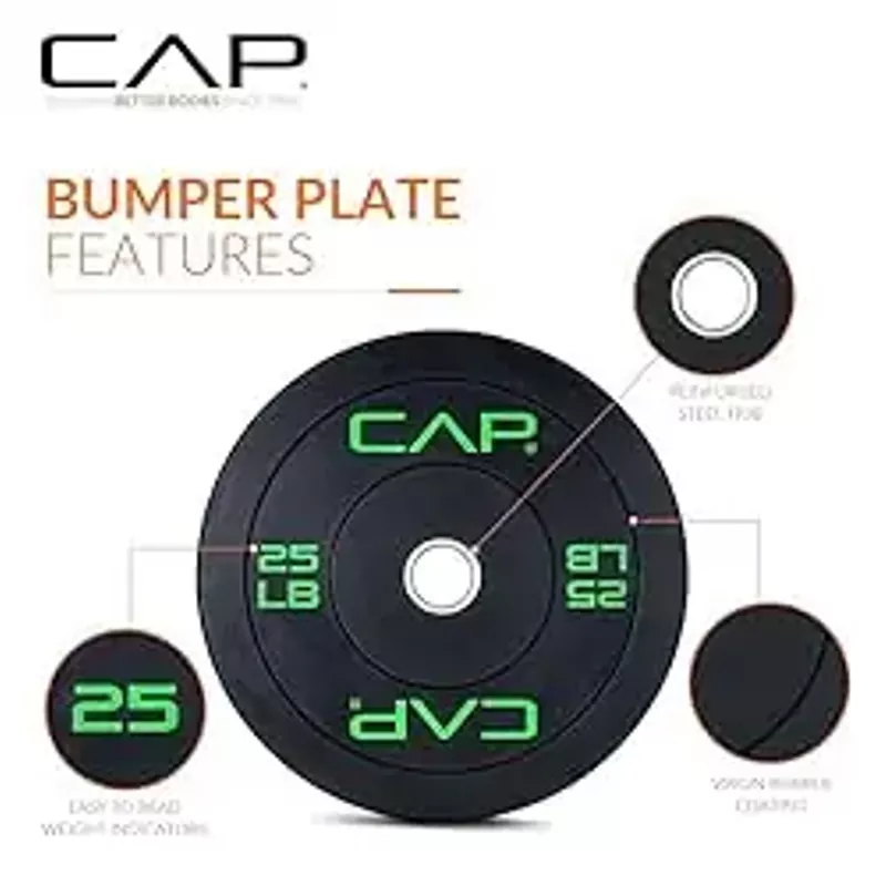 Rent to own CAP Barbell Economy Olympic Bumper Plate Set with Color Logo Black 100 lbs Set FlexShopper