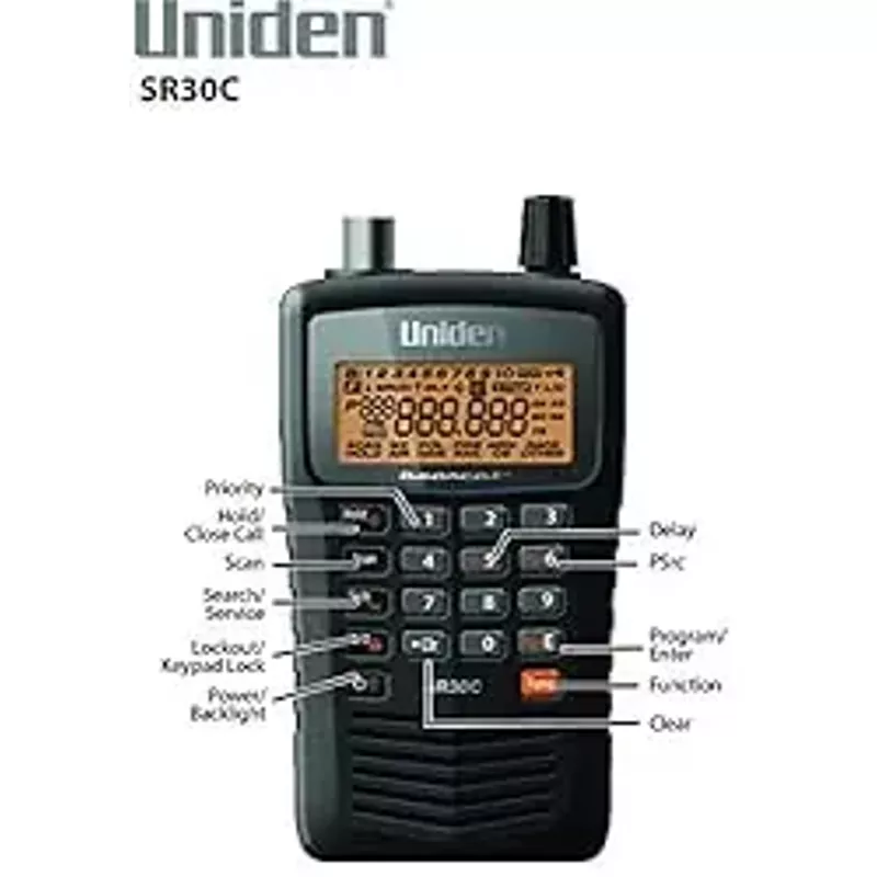 Uniden Bearcat SR30C, 500-Channel Compact Handheld Scanner, Close Call RF Capture, Turbo Search, PC programable, NASCAR, Racing, Aviation, Marine, Railroad, and Non-Digital Police/Fire/Public Safety