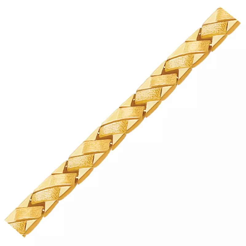 14k Yellow Gold Fancy Basket Weave Line Bracelet (7.25 Inch)