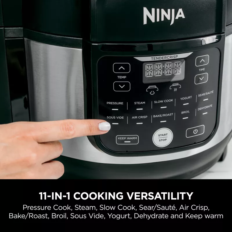 Ninja - Foodi 11-in-1 6.5-qt Pro Pressure Cooker + Air Fryer with Stainless finish, FD302 - Stainless Steel