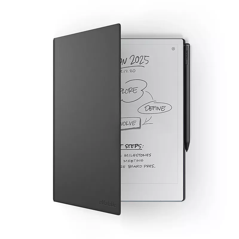 reMarkable 2 - Premium Leather Book Folio for your Paper Tablet - Black