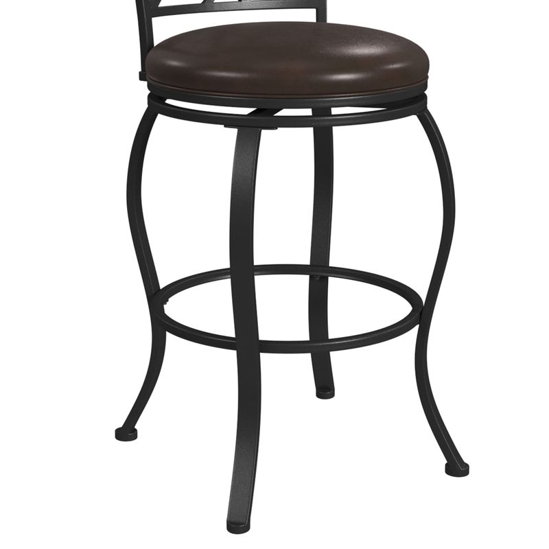 Hillsdale Furniture Kirkham Metal Counter Height Stool, Black Silver - 42.75H x 18W x 20.75D; Seat Height: 26H - Black Silver - Counter...