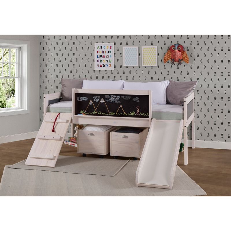 Taylor & Olive Gardenia White Wash Twin Low-loft Bed - Twin Loft - Bed with Toy Boxes