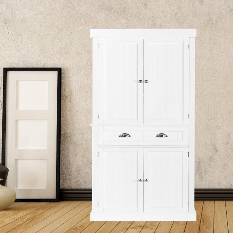 Modern Single Drawer Double Door Wardrobe Storage Cabinet White - White