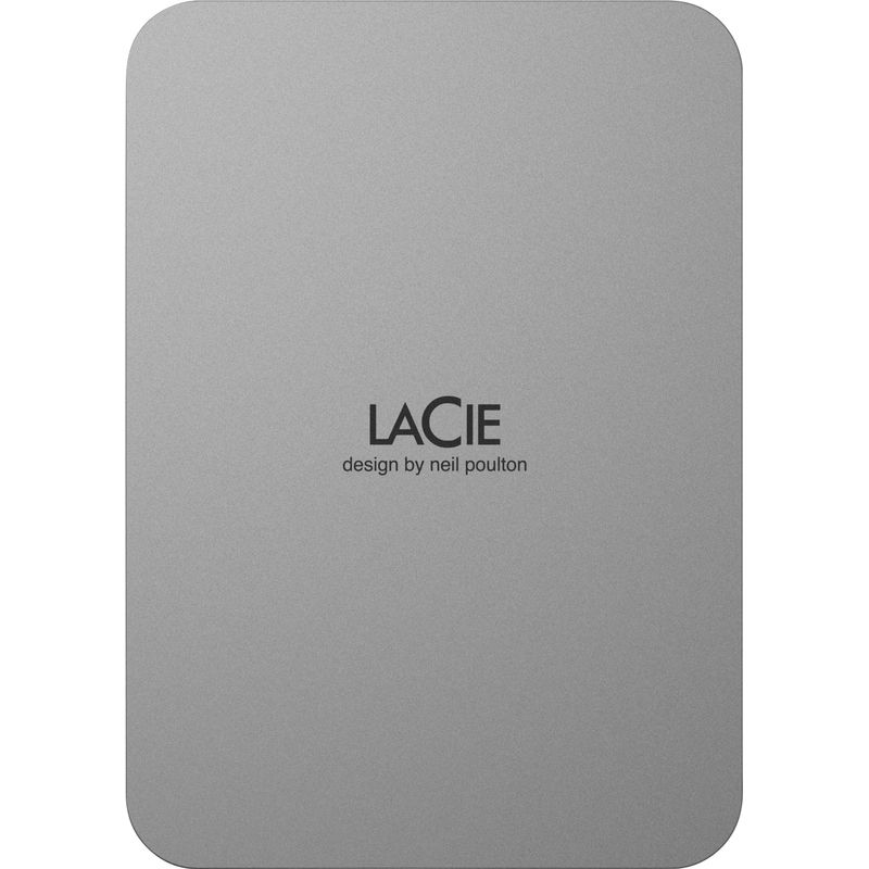 Angle Zoom. LaCie Mobile 2TB External USB-C 3.2 Portable Hard Drive with Rescue Data Recovery Services - Moon Silver