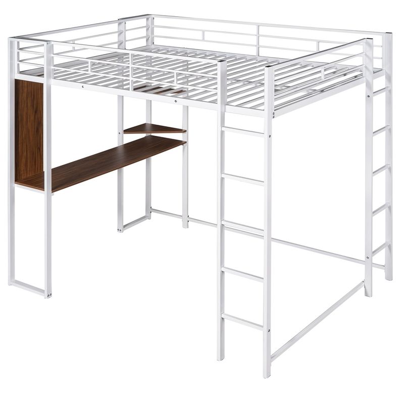 Merax Metal Full Size Loft Bed with Desk - Black