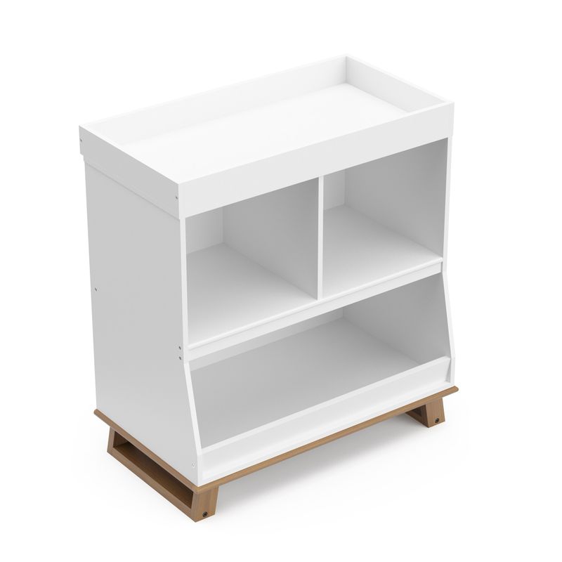 Storkcraft Modern Changing Table with Storage and Removable Topper - White/Pebble Gray