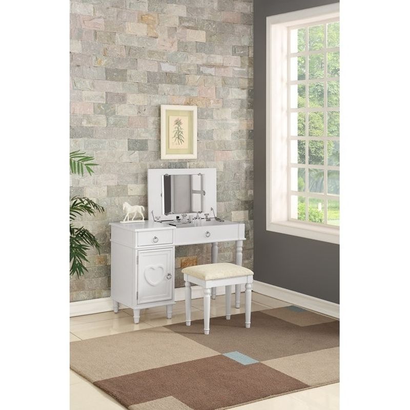 Seraph Vanity Set Featuring Stool And Mirror White