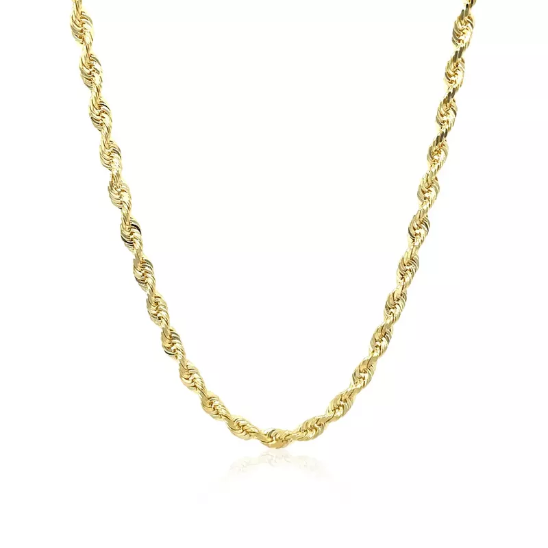3.0mm 10k Yellow Gold Solid Diamond Cut Rope Chain (30 Inch)