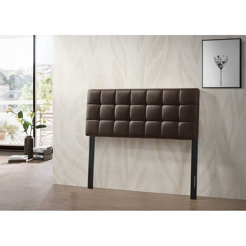 Varya Tufted Faux Leather Upholstered Panel Headboard (Brown/ Black) - Brown - King