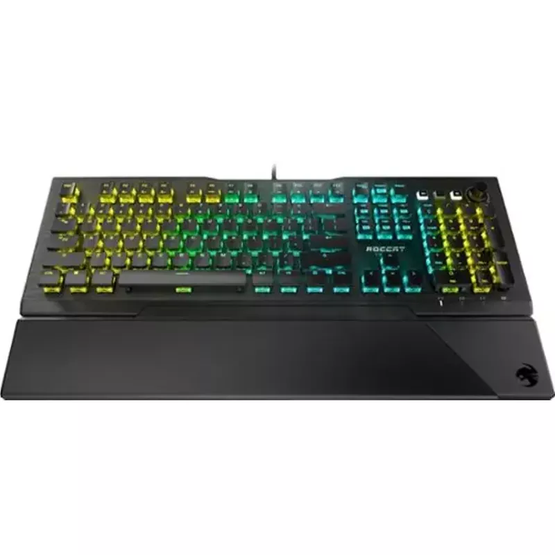 ROCCAT - Vulcan Pro Full-size PC Gaming Keyboard with Linear Optical Titan Switch, RGB Lighting, Aluminum Top Plate and Palm Rest - Black