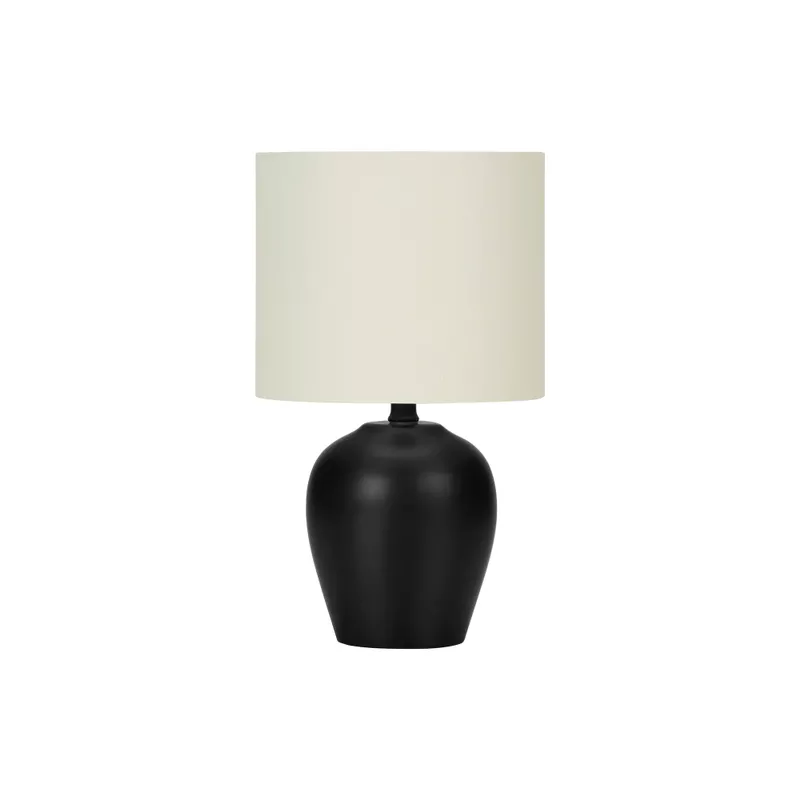 Lighting - 17"H Table Lamp Black Ceramic / Ivory Shade