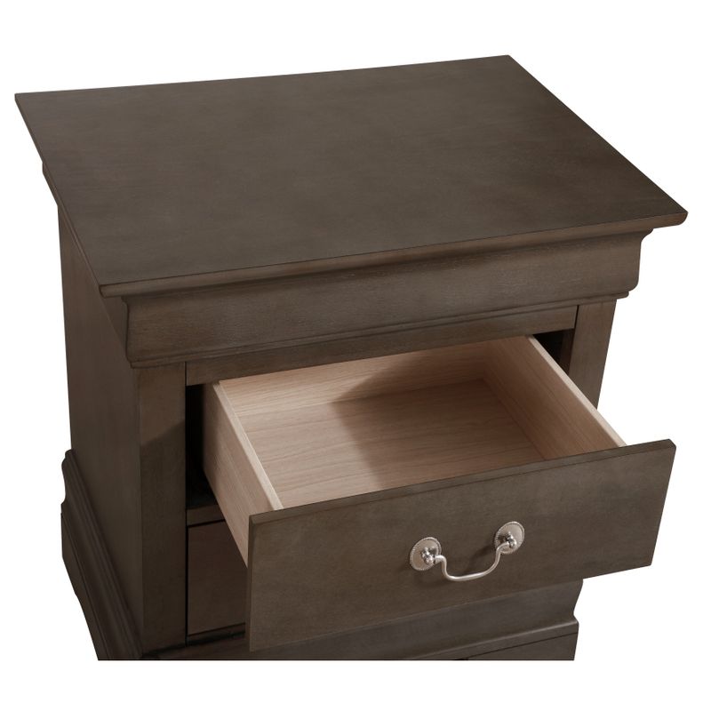 Louis Phillipe 2-drawer Wooden Nightstand - Grey