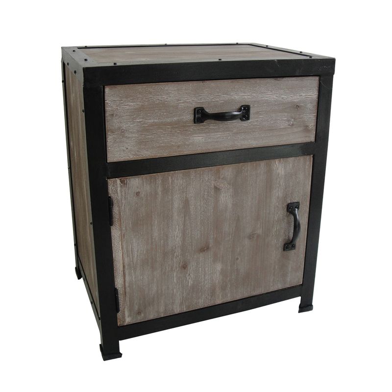 Handmade Distressed Wood One-Drawer End Table (China) - INDUSTRIAL END TALBE