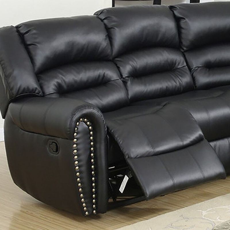 Bonded Leather Motion Sectional - Black