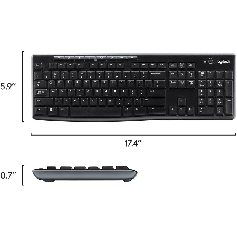 Alt View Zoom 15. Logitech - MK270 Full-size Wireless Membrane Keyboard and Mouse Bundle for Windows - Black