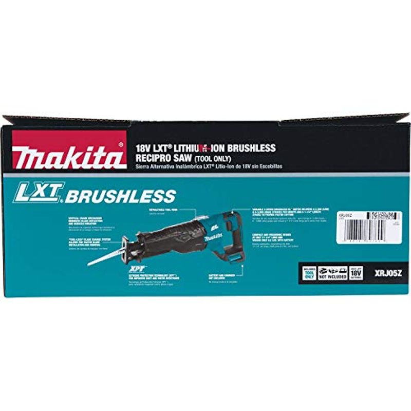 Makita XRJ05Z 18V LXT Lithium-Ion Brushless Cordless Recipro Saw, Tool Only
