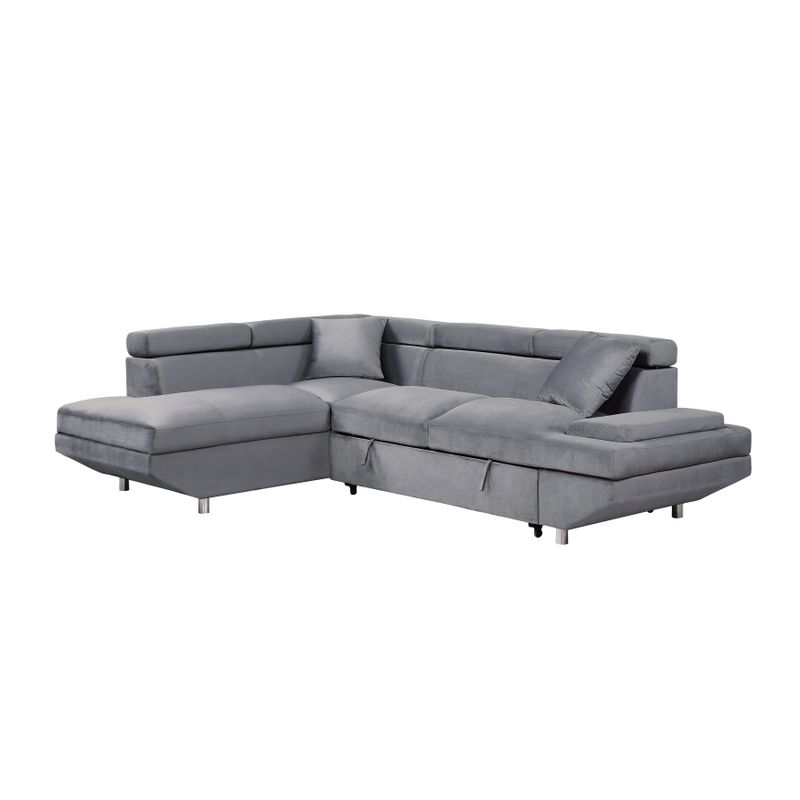 Rent to own Cadieux Sectional Sofa Chaise with PullOut Bed Grey