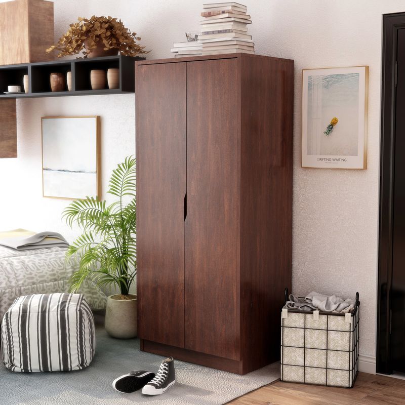 Furniture of America Vidal Modern 2-door Wardrobe Armoire - White Oak